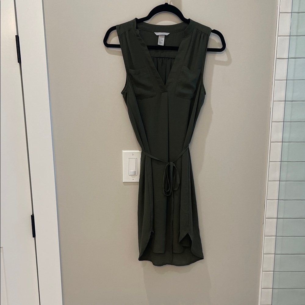 H&M Dark Olive Sleeveless Mini Dress Size 0